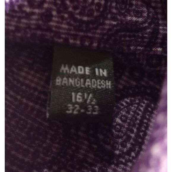 Kenneth Cole Reaction Shirt Men's 16.5‎ Purple Paisley Button Front Long Sleeve - Picture 7 of 9